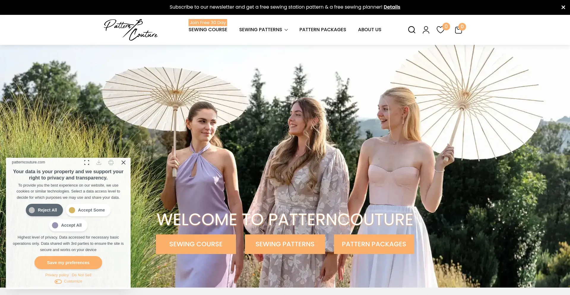 Website screenshot of Patterncouture.com