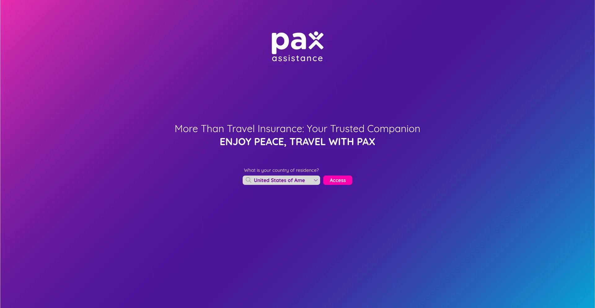 Website screenshot of Paxassistance.com