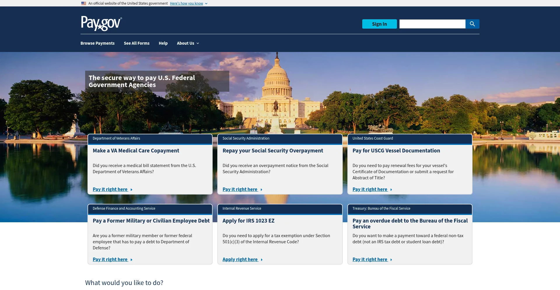 Pay.gov Screenshot