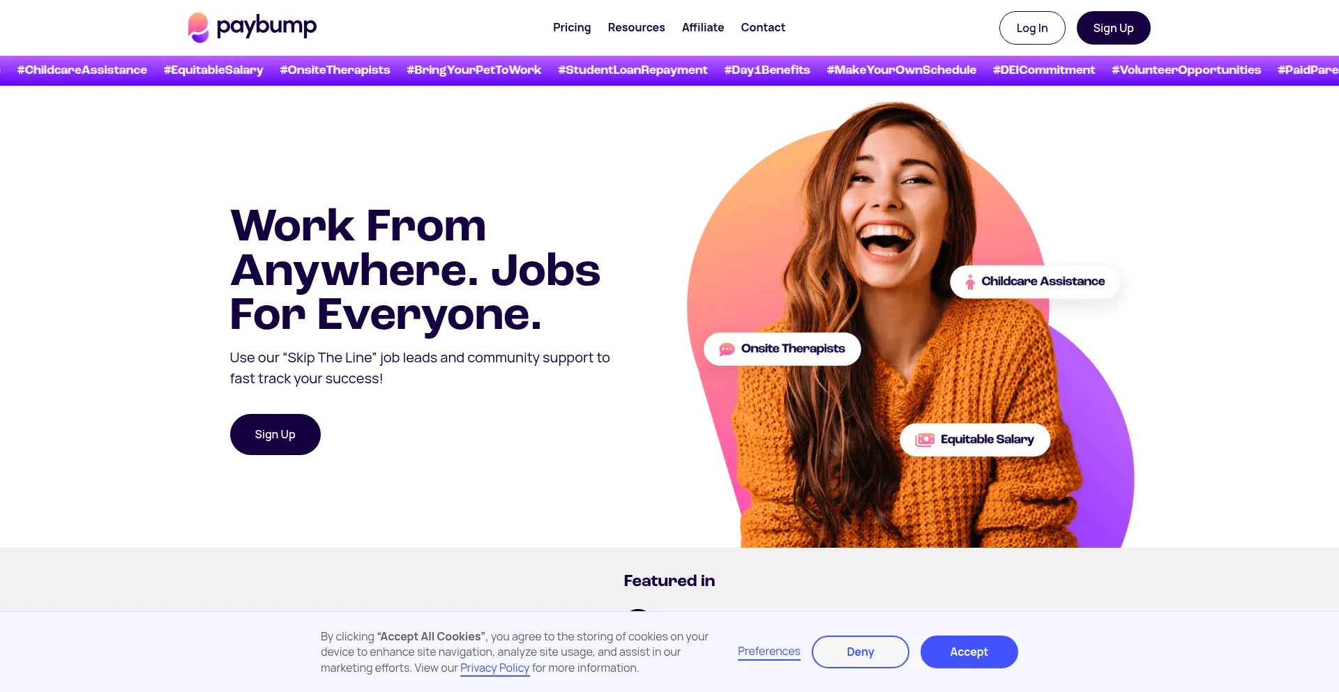 Website screenshot of Paybump.com