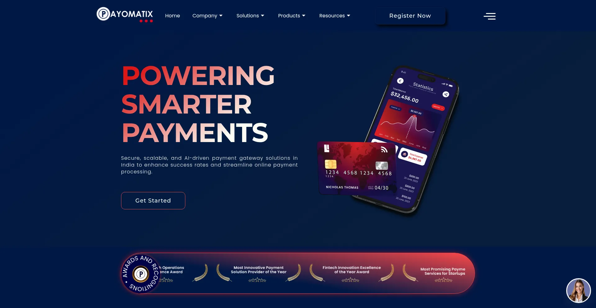 Website screenshot of Payomatix.com