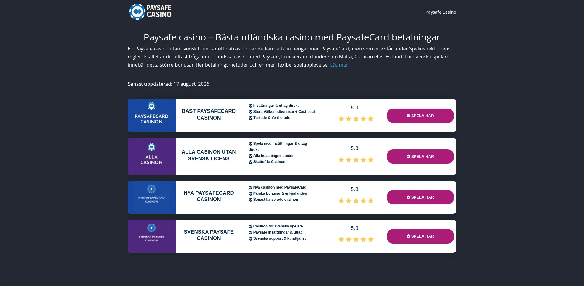 Paysafecasino.se