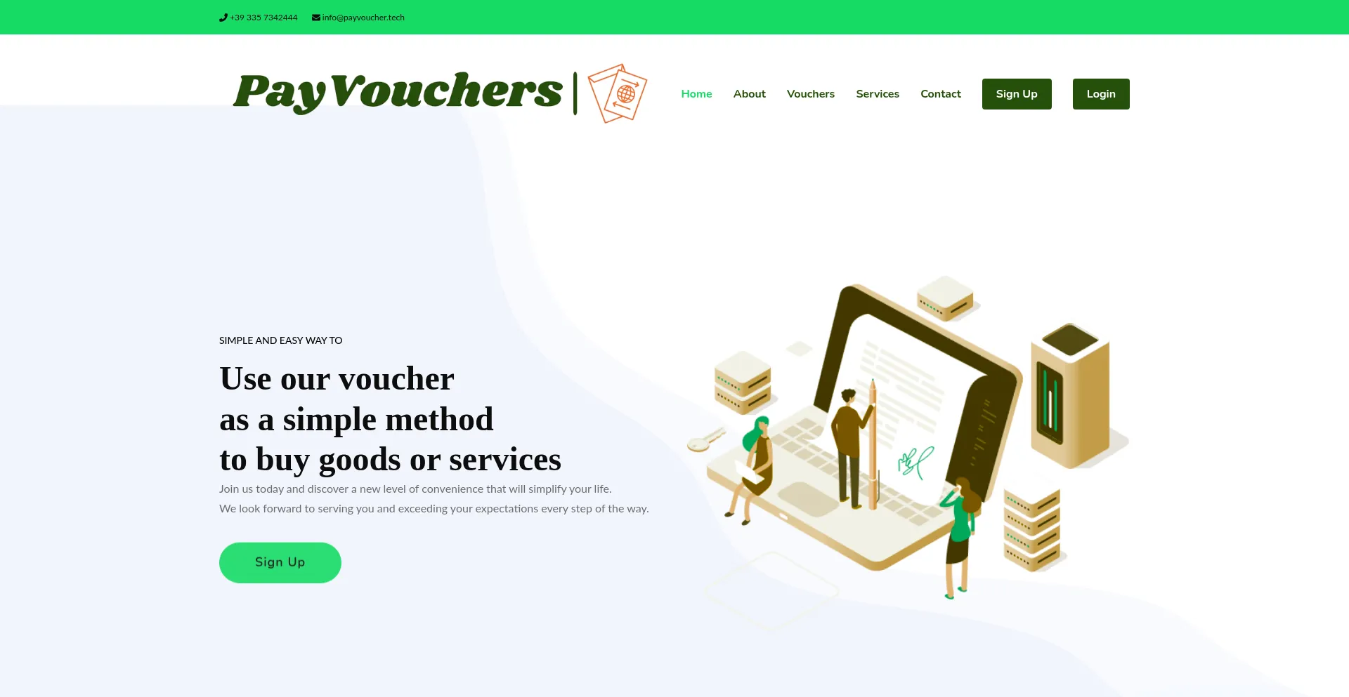 Website screenshot of Payvoucher.tech
