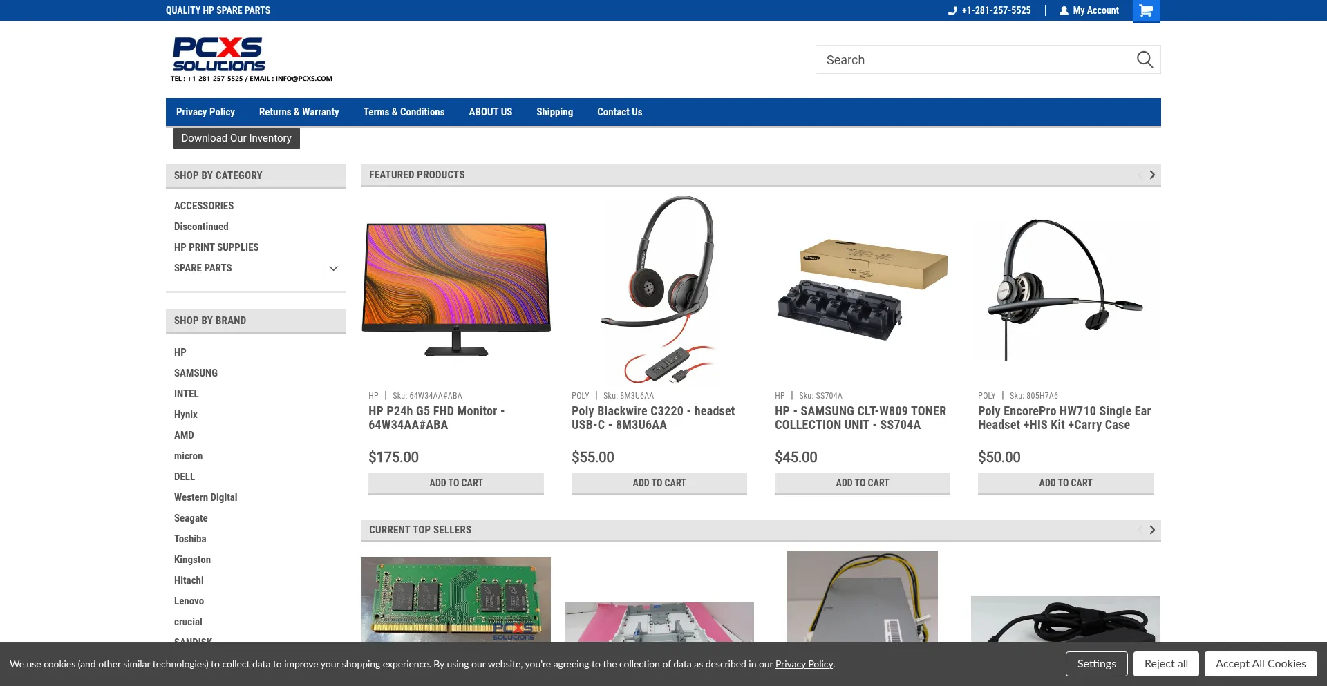 Website screenshot of Pcxssolutions.com