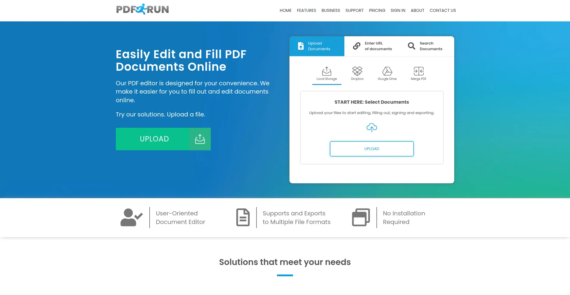 Website screenshot of Pdfrun.com