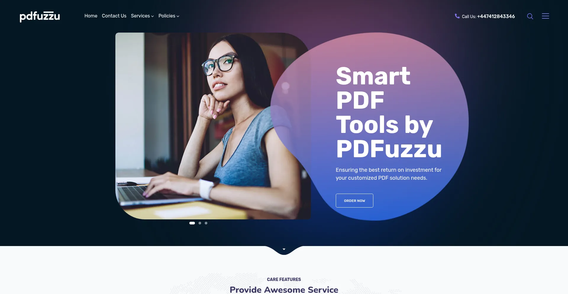 Website screenshot of Pdfuzzu.com