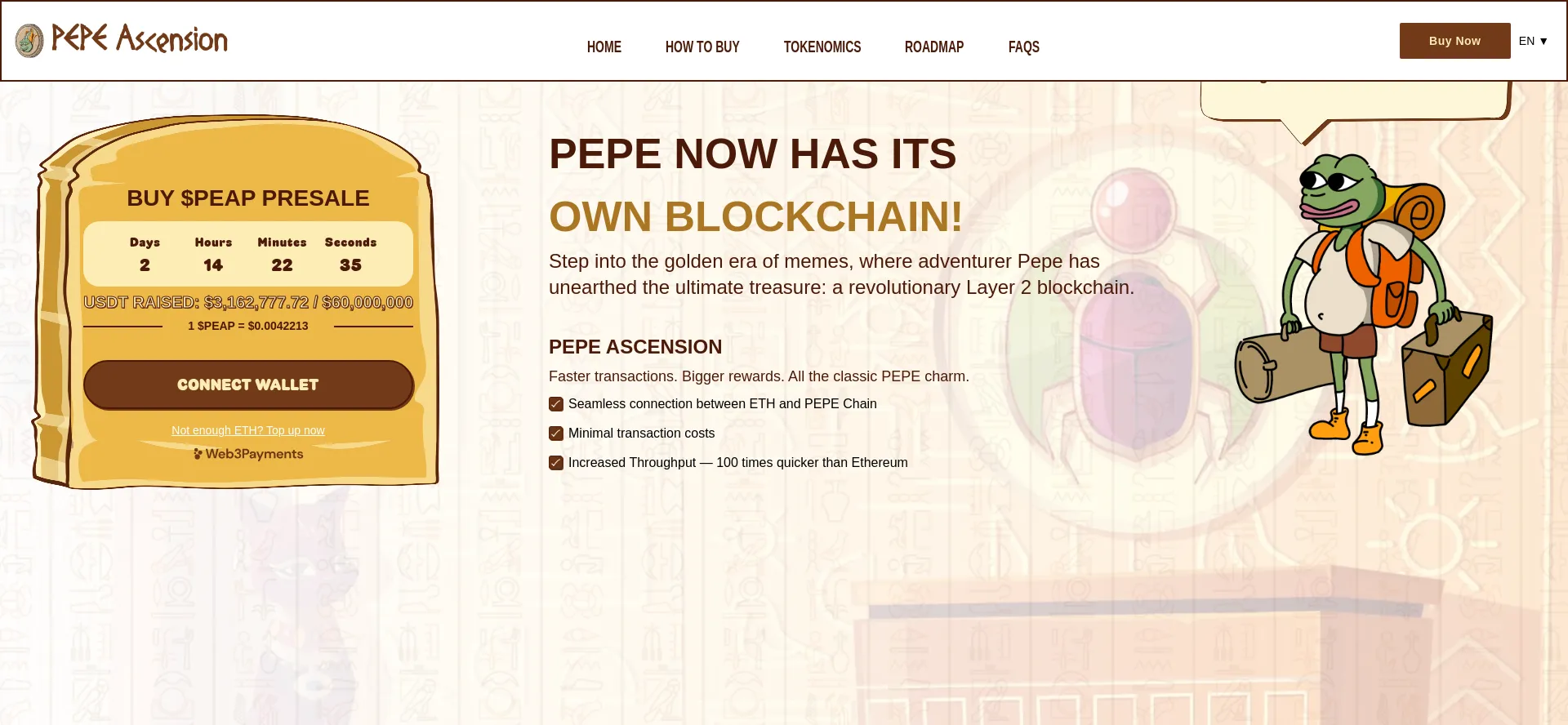 Website screenshot of Peaptoken.com
