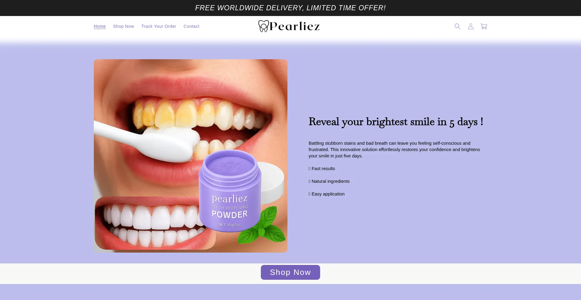 Website screenshot of Pearliez.com