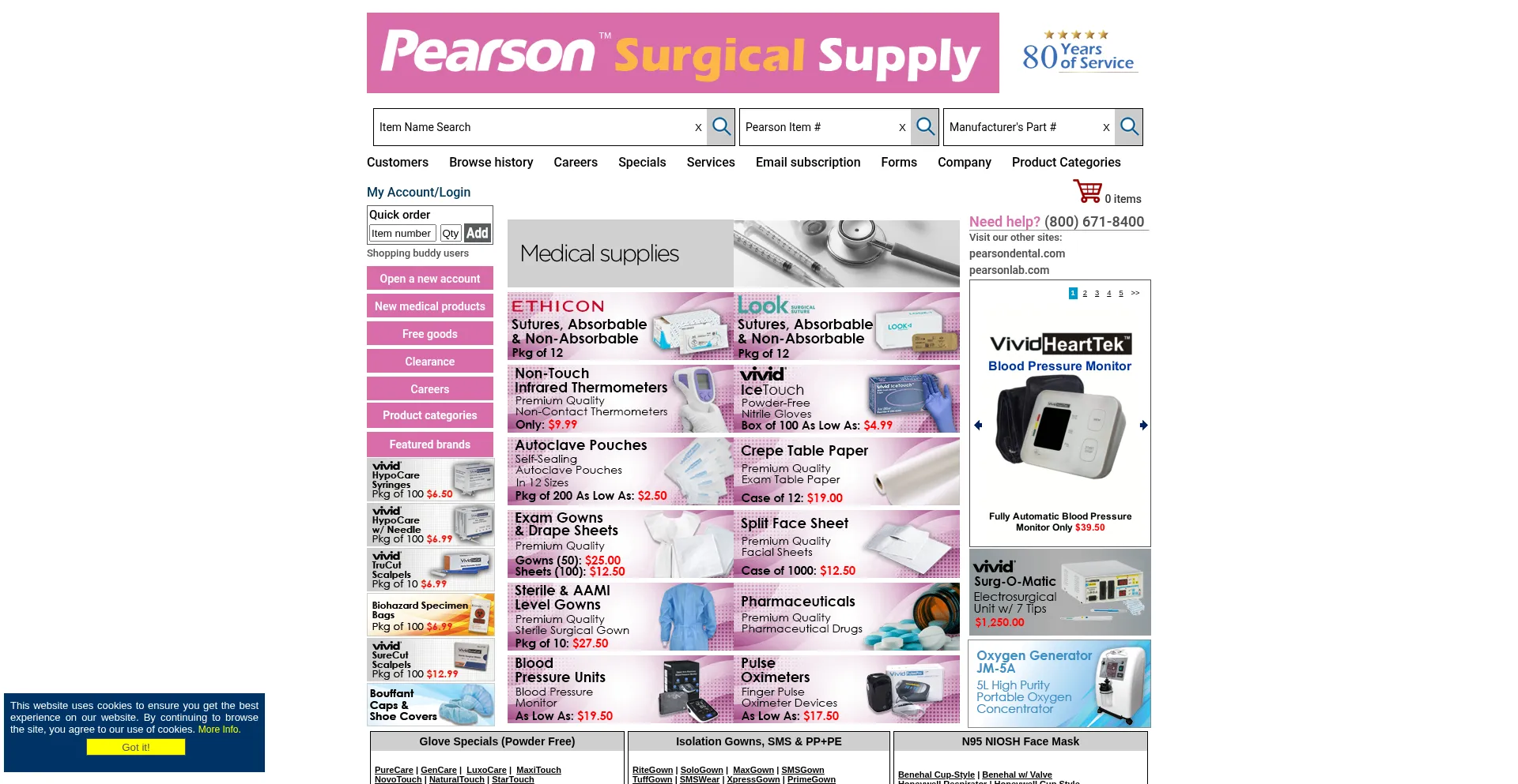 Website screenshot of Pearsonsurgical.com