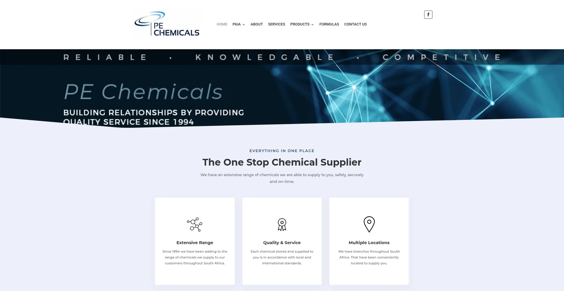 Website screenshot of Pechem.co.za