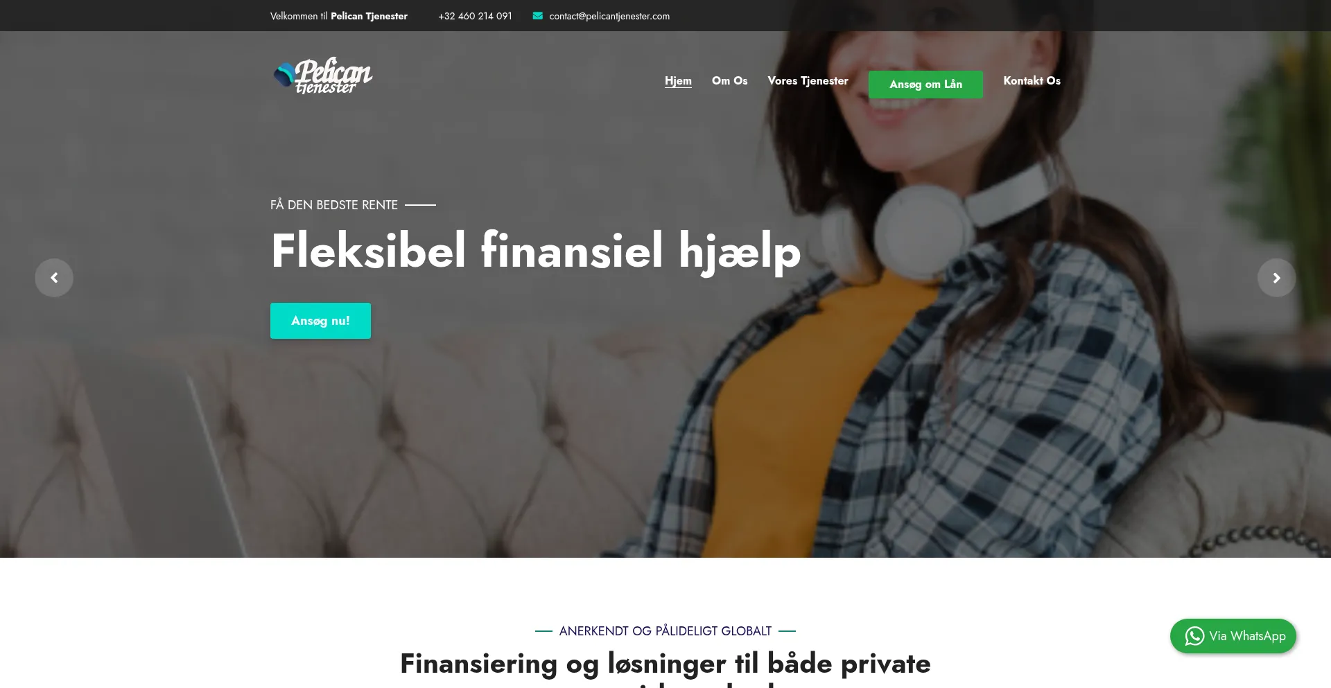 Website screenshot of Pelicantjenester.com
