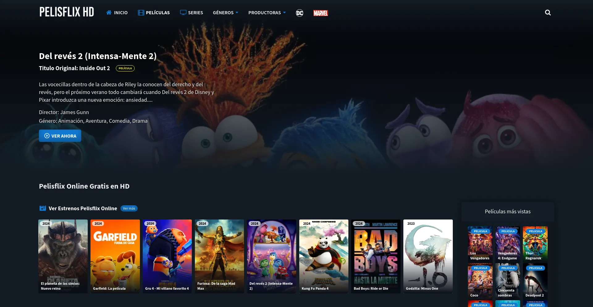 Website screenshot of Pelisflix.men