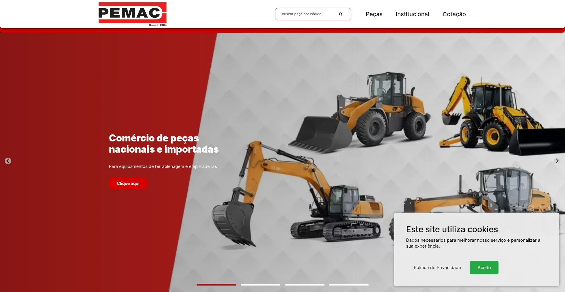 Website screenshot of Pemac.com.br
