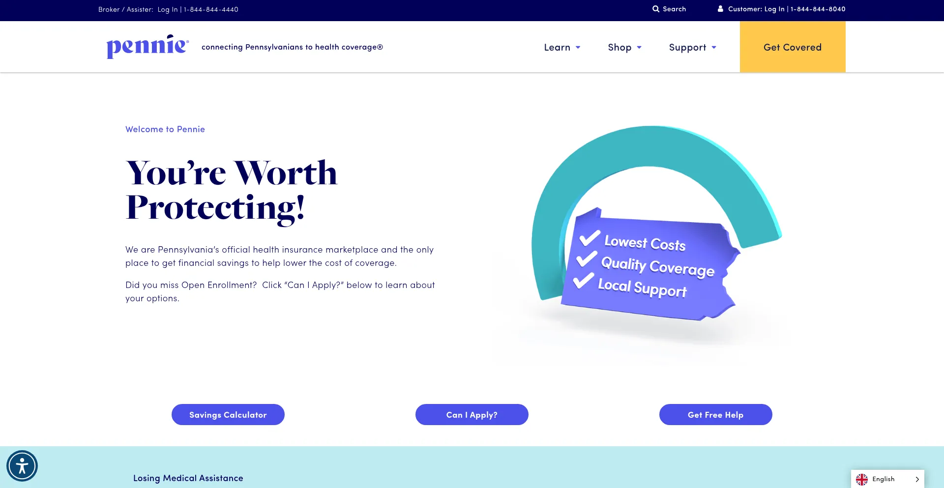 Website screenshot of Pennie.com