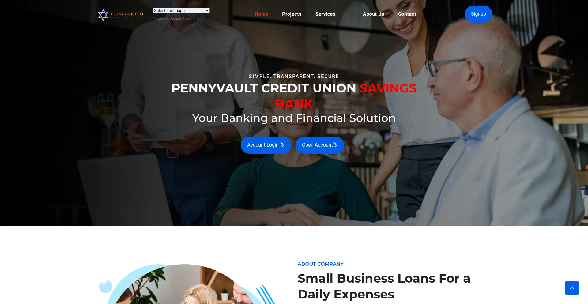 Website screenshot of Pennyvaultcreditunion.com