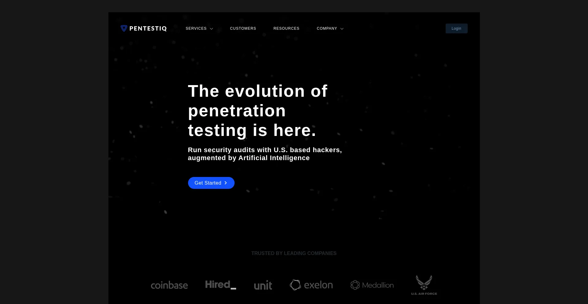 Website screenshot of Pentestiq.com