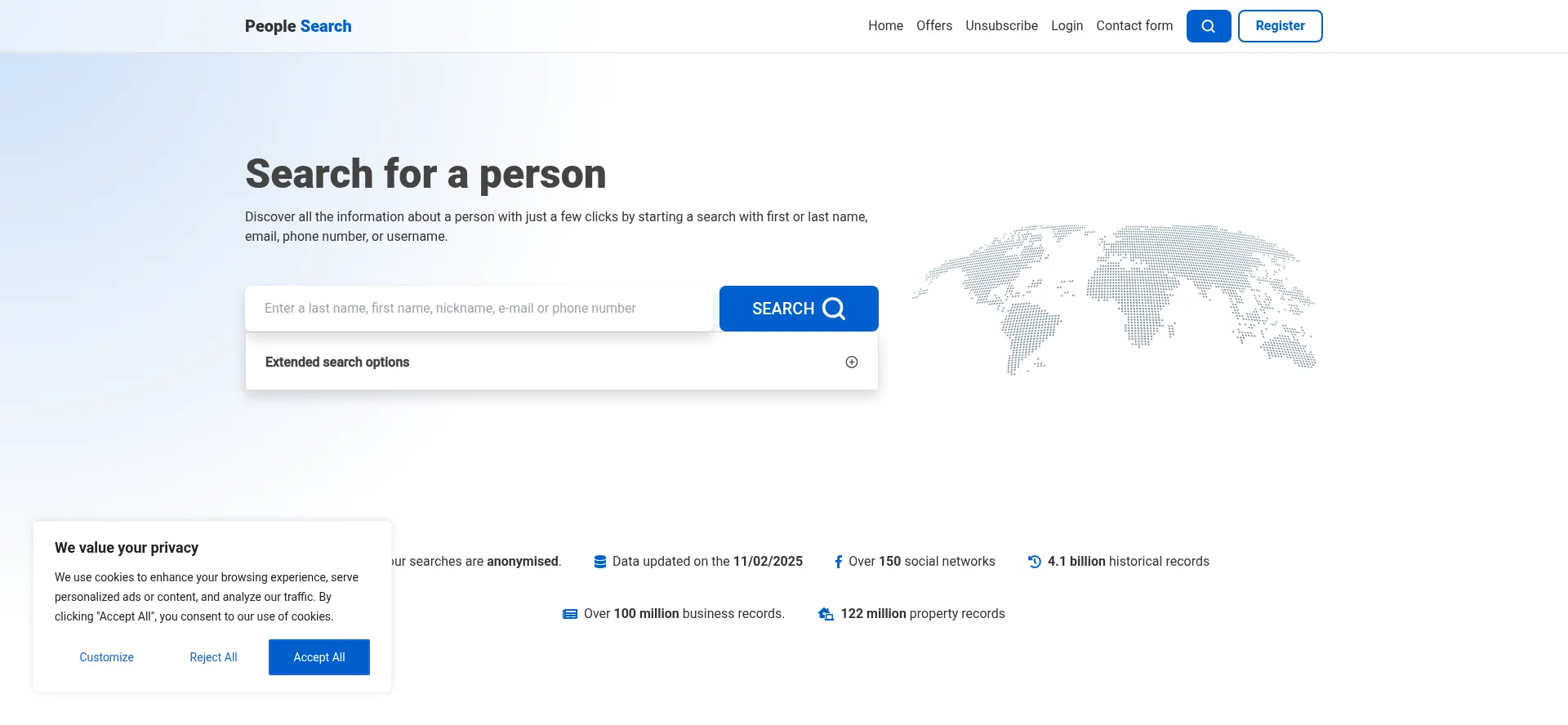 Website screenshot of People-search.net