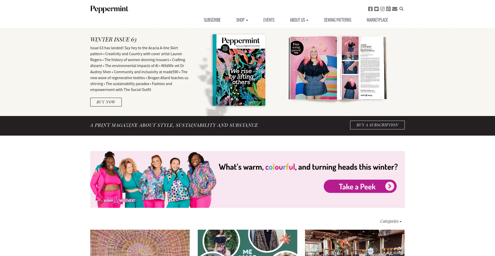 Website screenshot of Peppermintmag.com