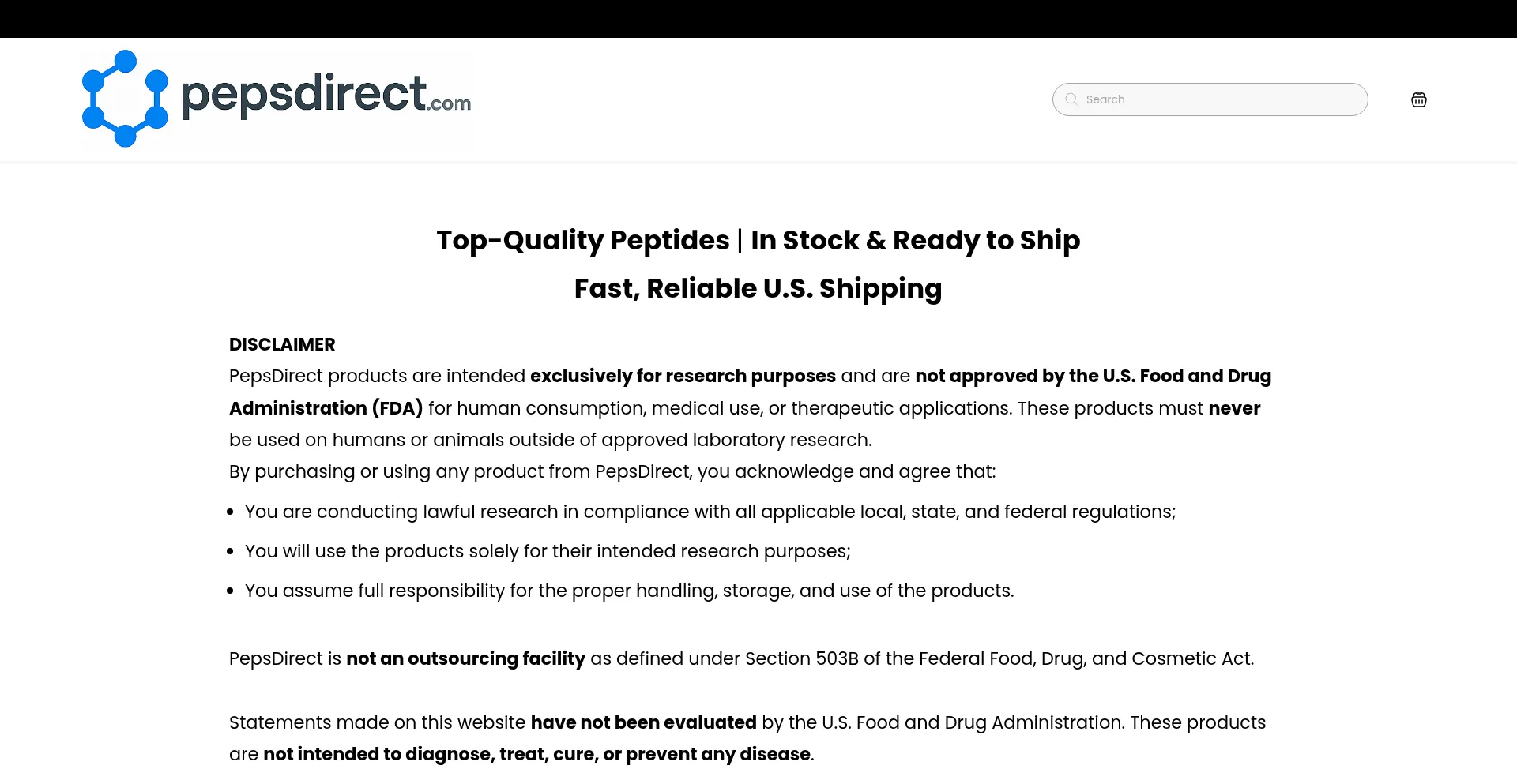Website screenshot of Pepsdirect.com