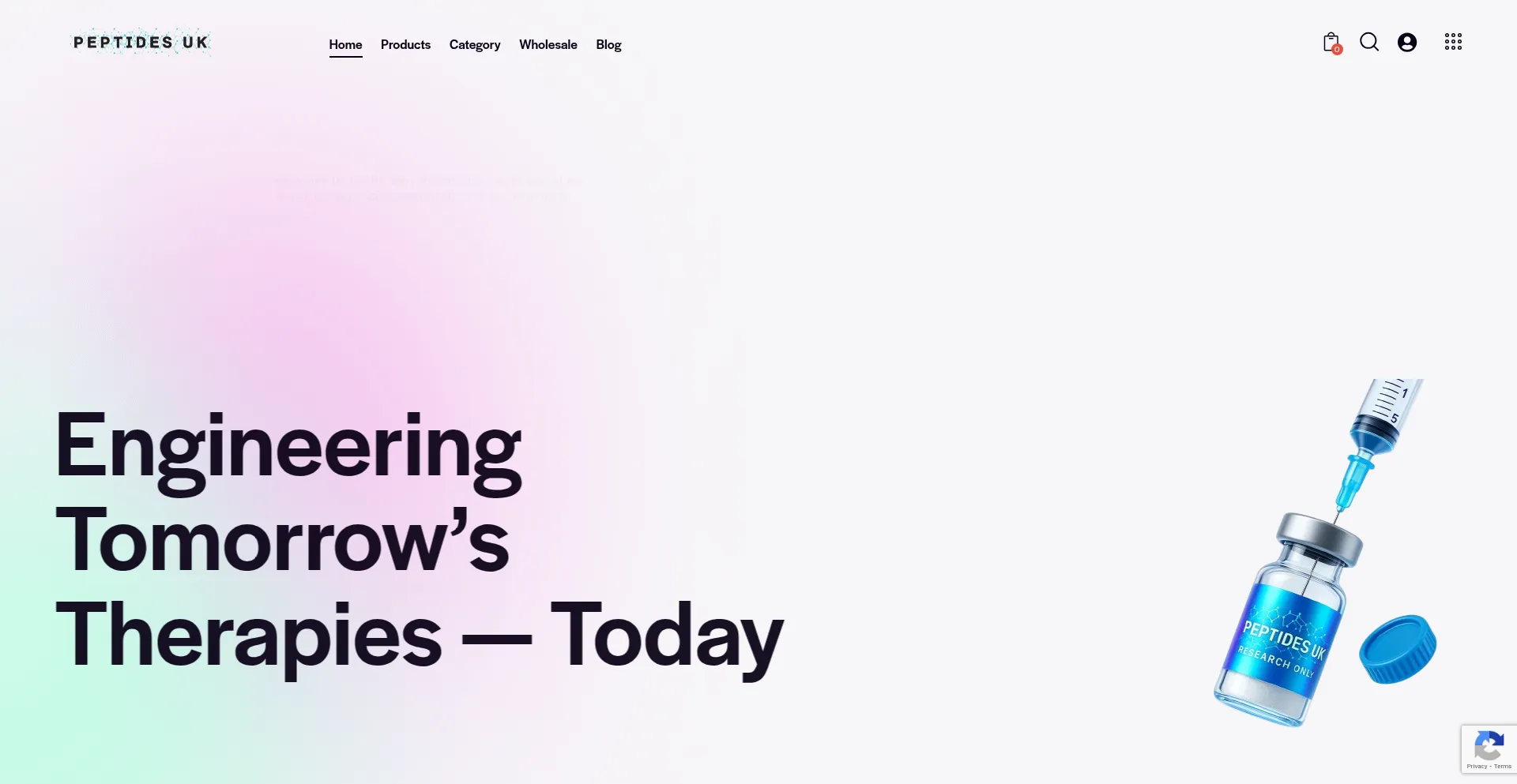 Website screenshot of Peptidesuk.co.uk