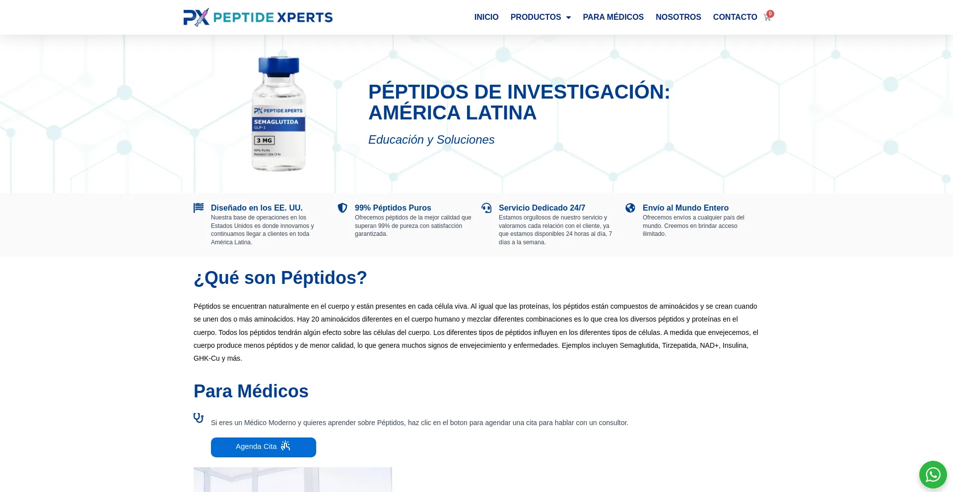 Website screenshot of Peptidexperts.net