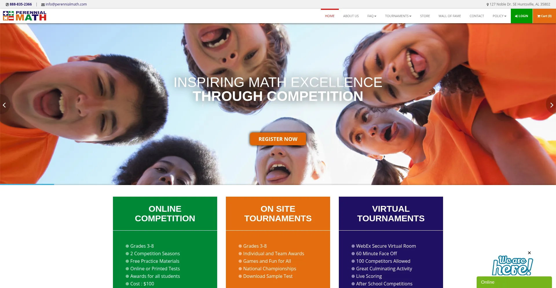 Website screenshot of Perennialmath.com