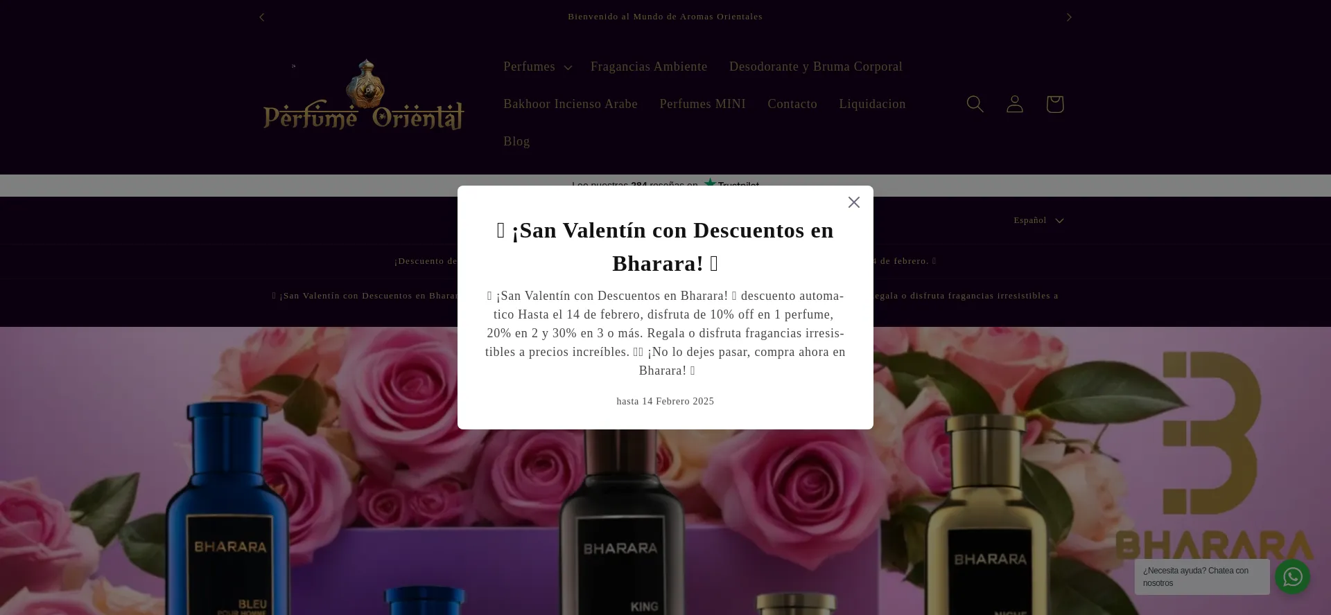 Website screenshot of Perfumeoriental.com