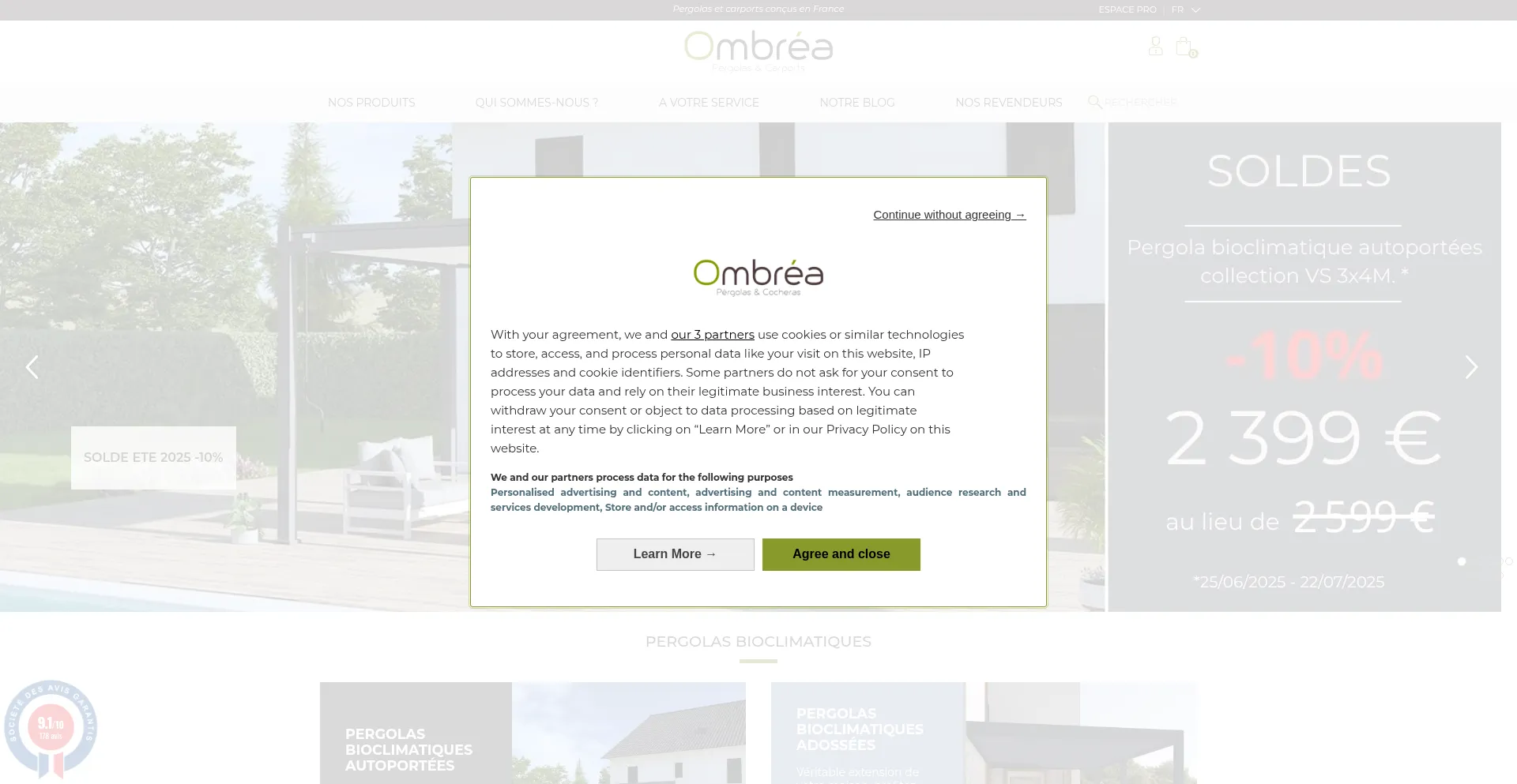 Website screenshot of Pergola-ombrea.com