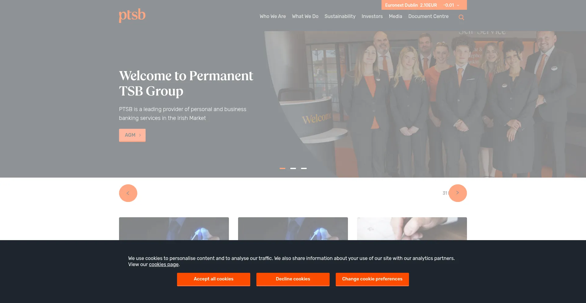Website screenshot of Permanenttsbgroup.ie