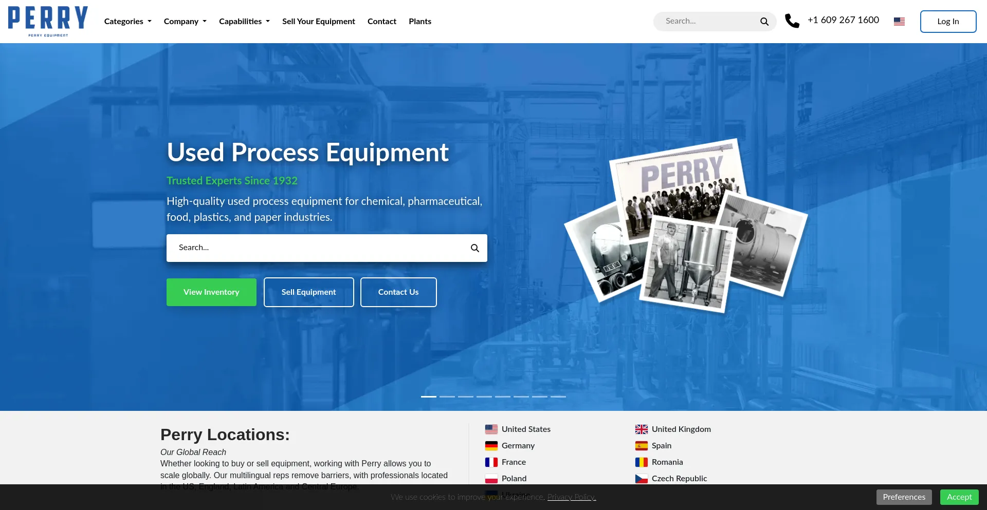 Website screenshot of Perry-equipment.com
