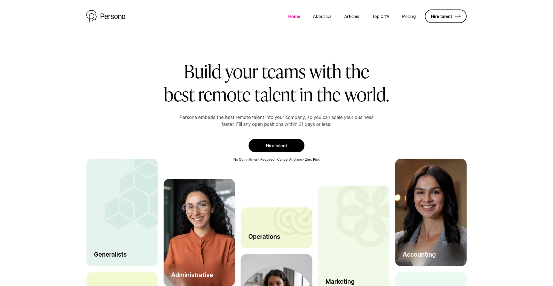 Website screenshot of Personatalent.com