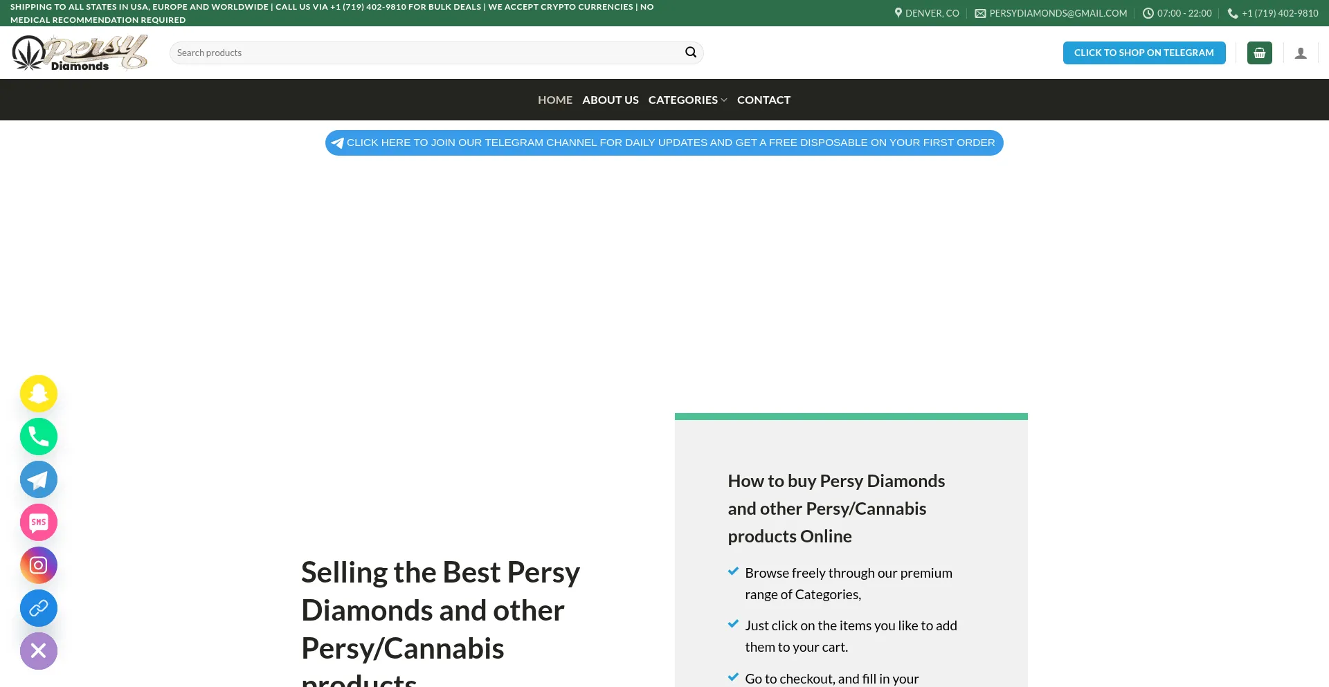 Website screenshot of Persydiamonds.com