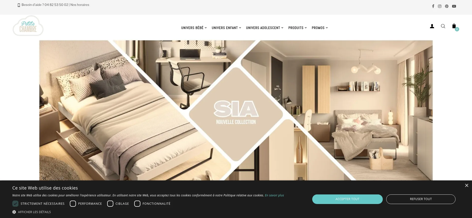 Website screenshot of Petitechambre.fr