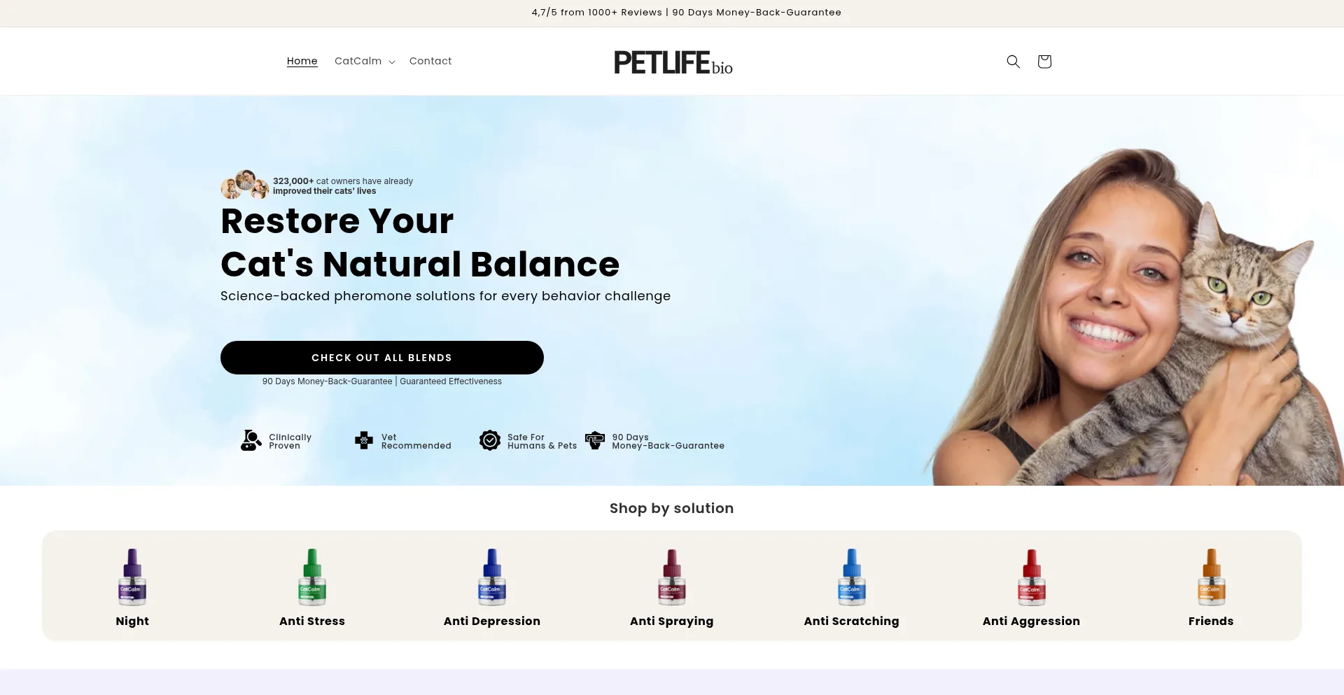 Website screenshot of Petlifebio.com