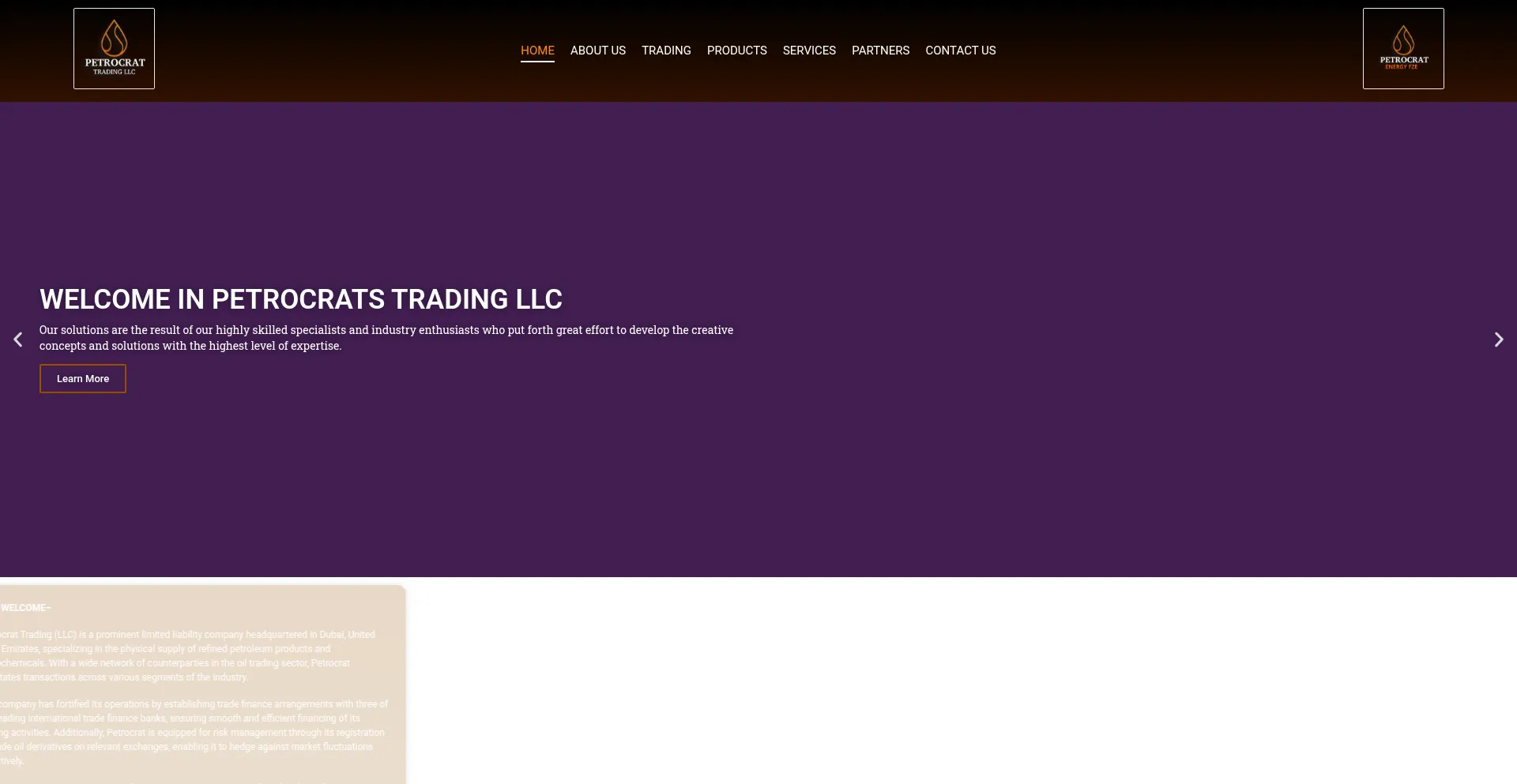 Website screenshot of Petrocrats.com