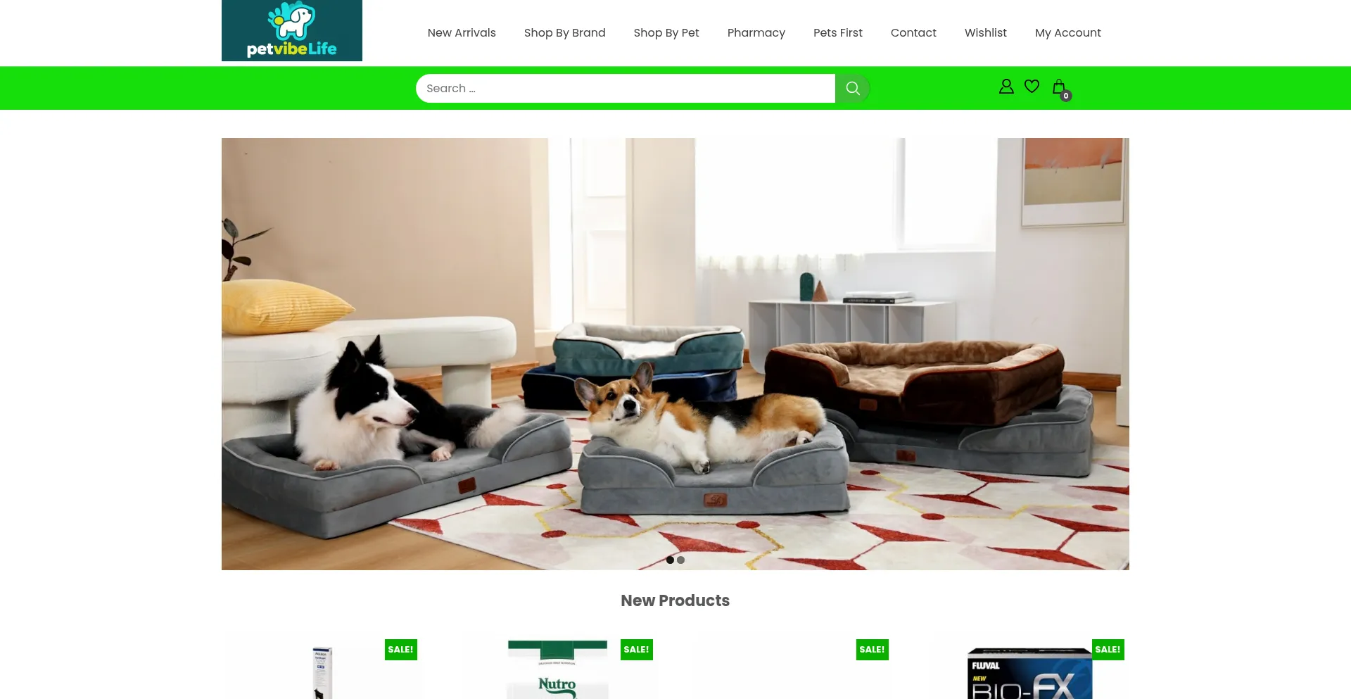 Website screenshot of Petvibelife.com