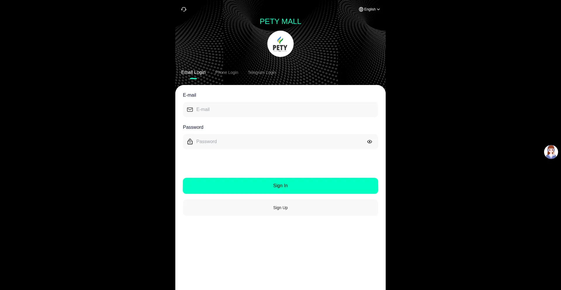Website screenshot of Petymall.vip
