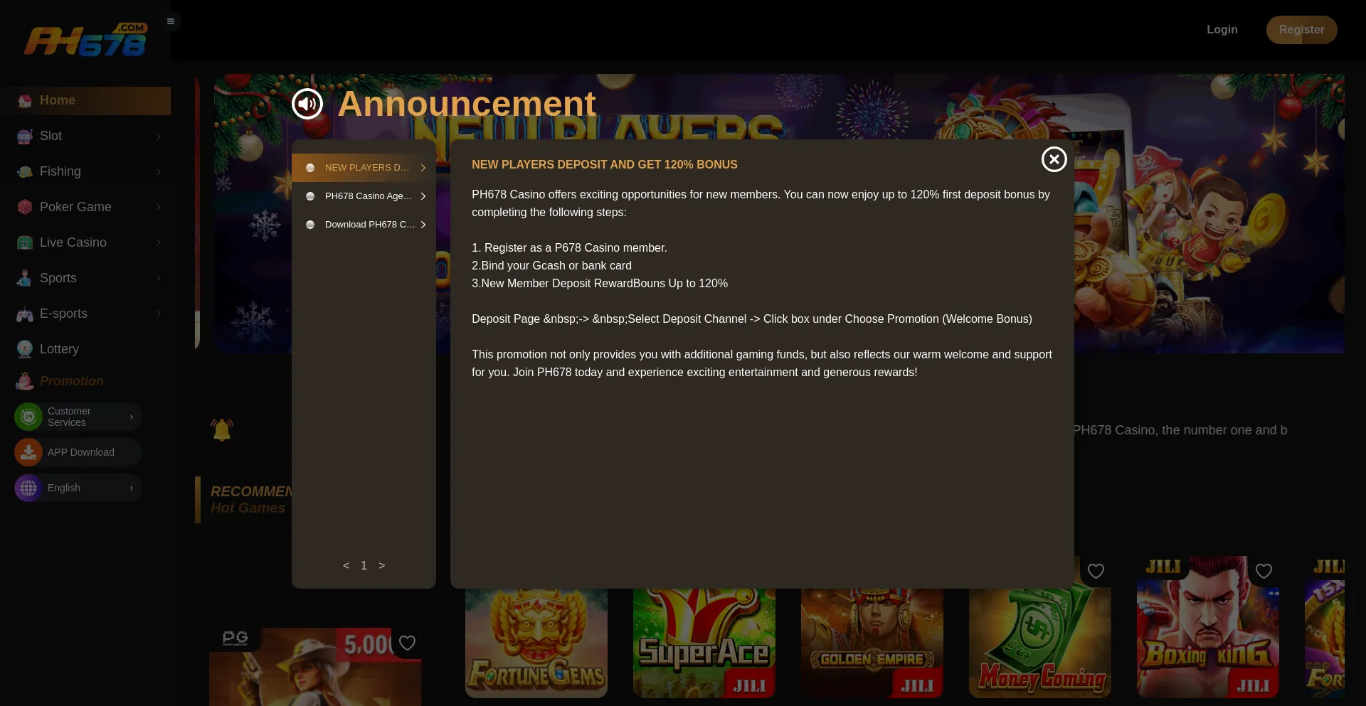 Website screenshot of Ph678.vip