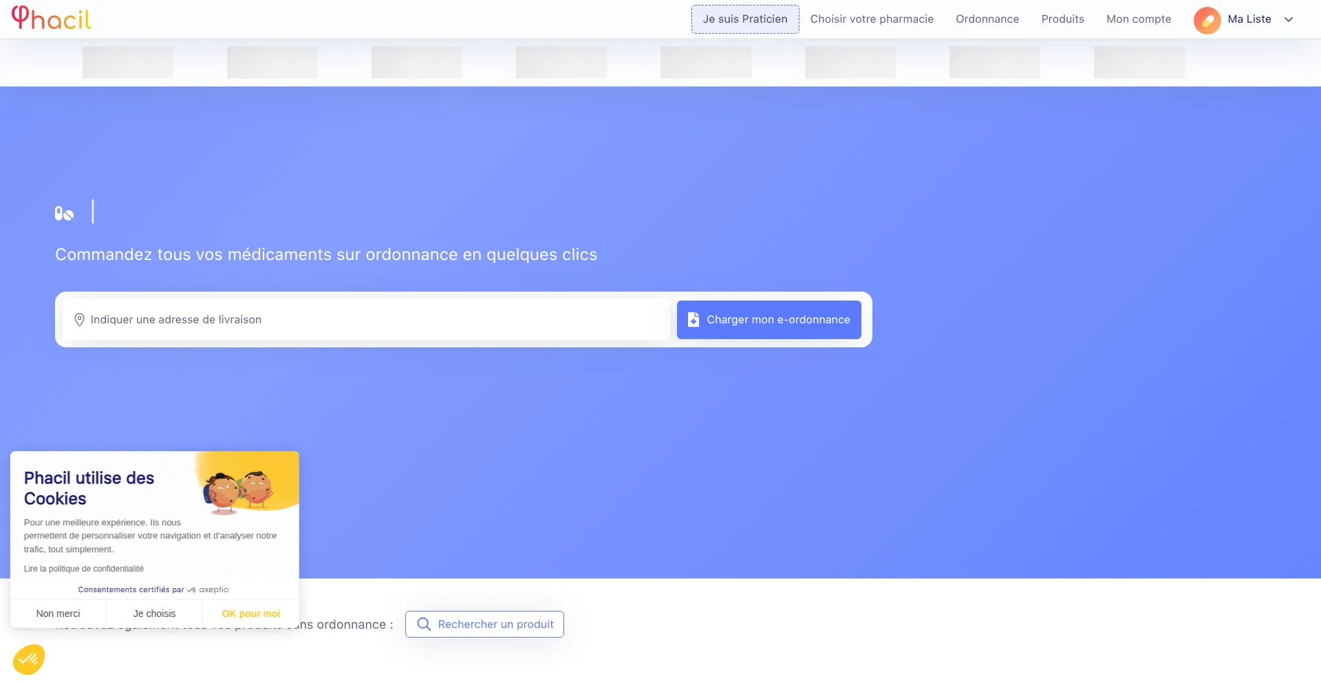 Website screenshot of Phacil.delivery
