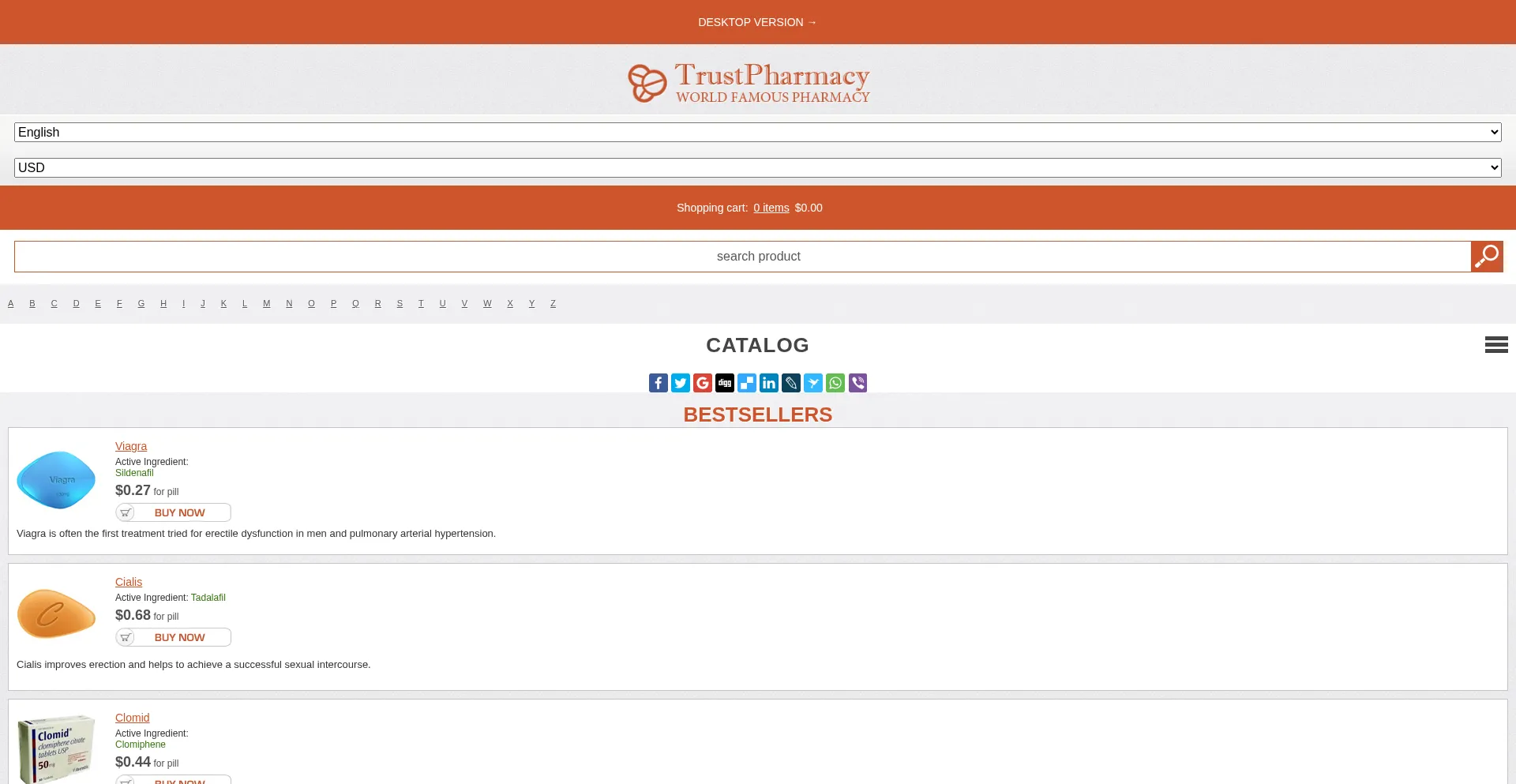 Website screenshot of Pharm-store.com