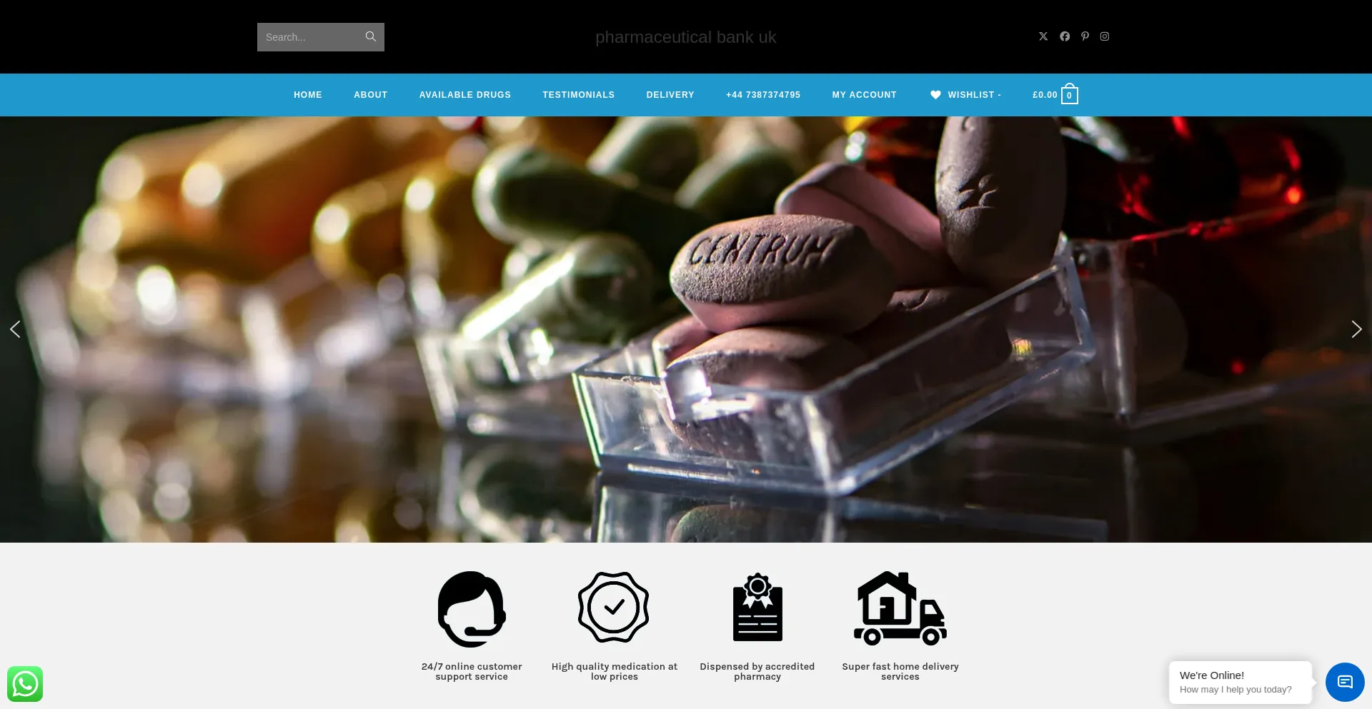 Website screenshot of Pharmaceuticalbankuk.com