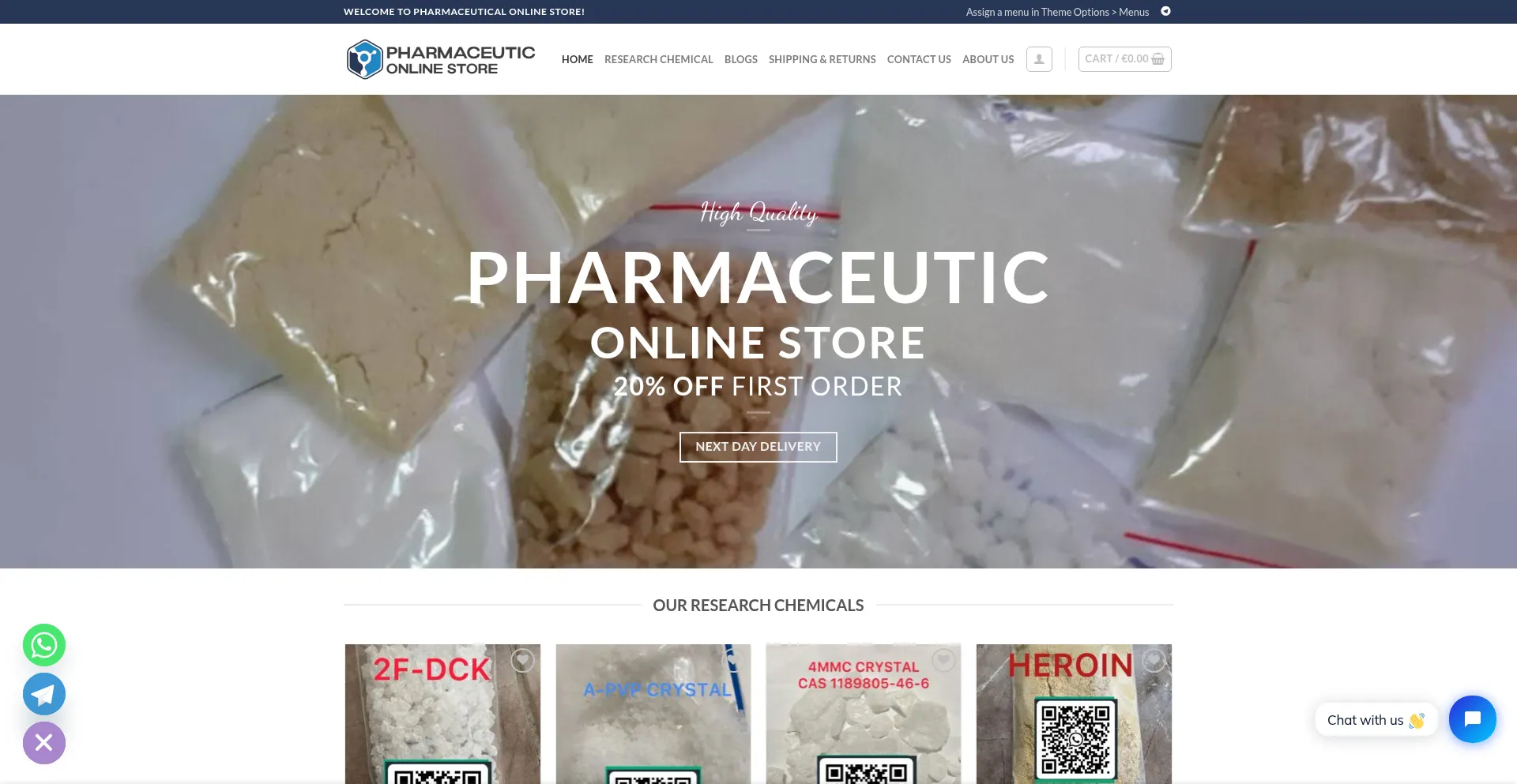 Website screenshot of Pharmaceuticonlinestore.com