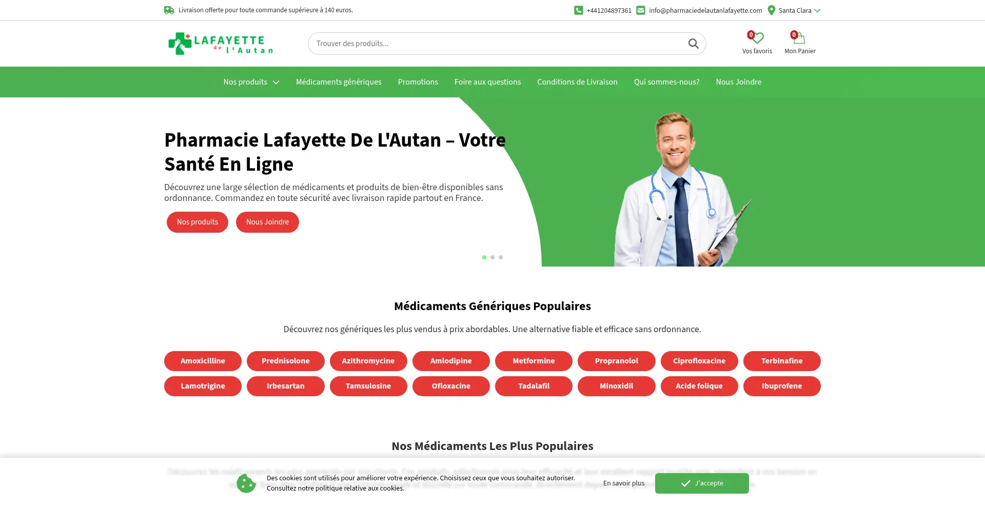 Website screenshot of Pharmaciedelautanlafayette.com