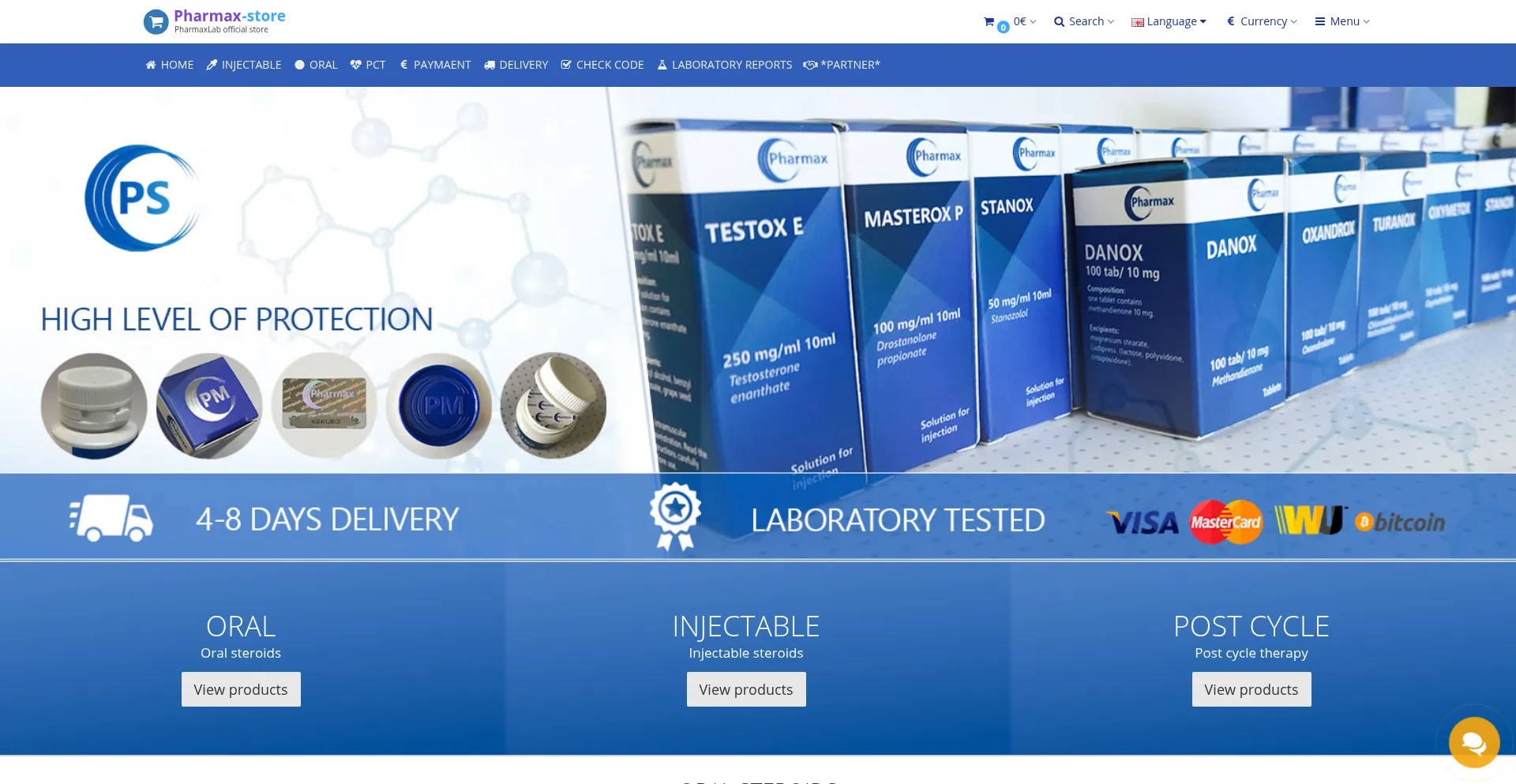 Website screenshot of Pharmax-store.ws