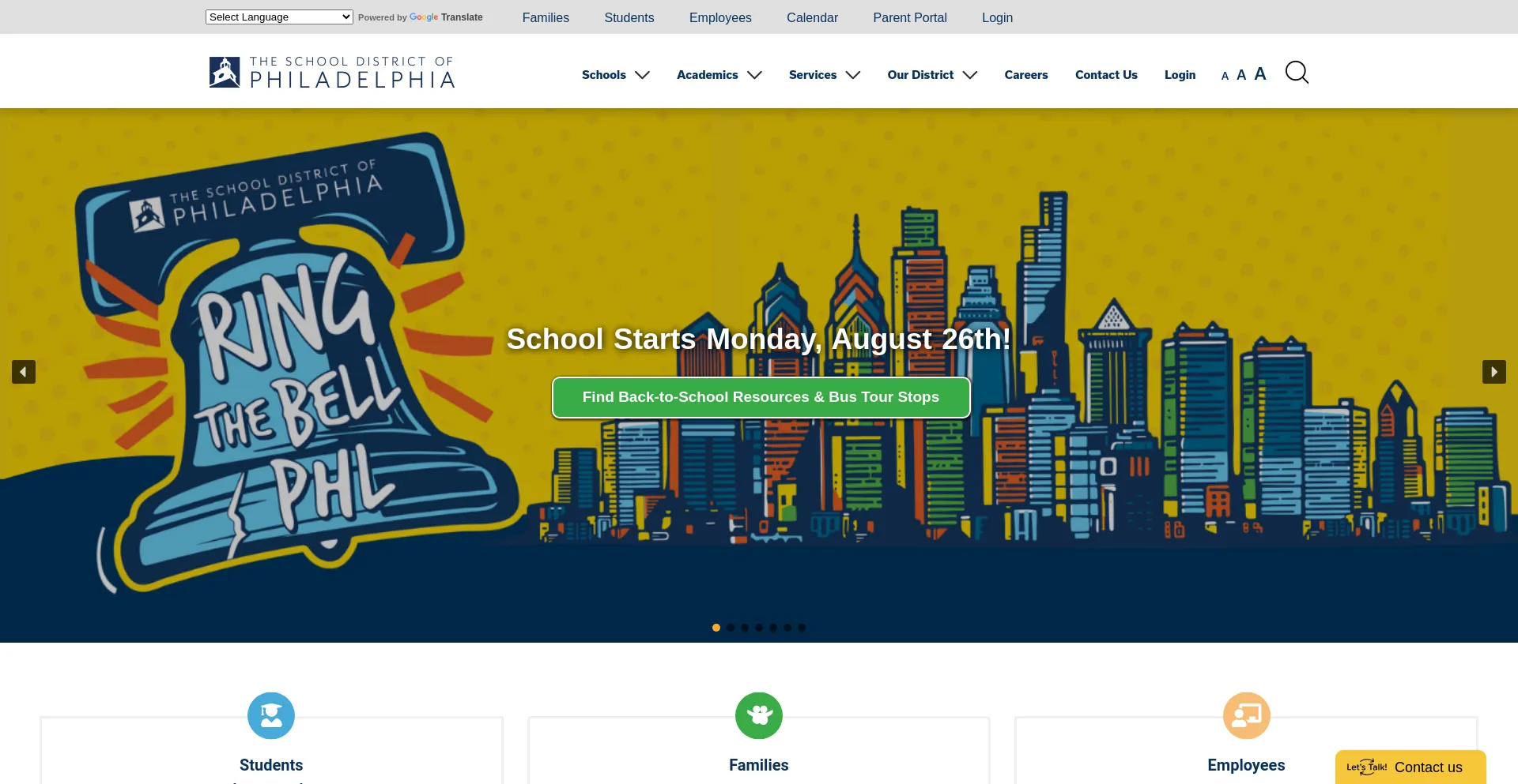 Website screenshot of Philasd.org
