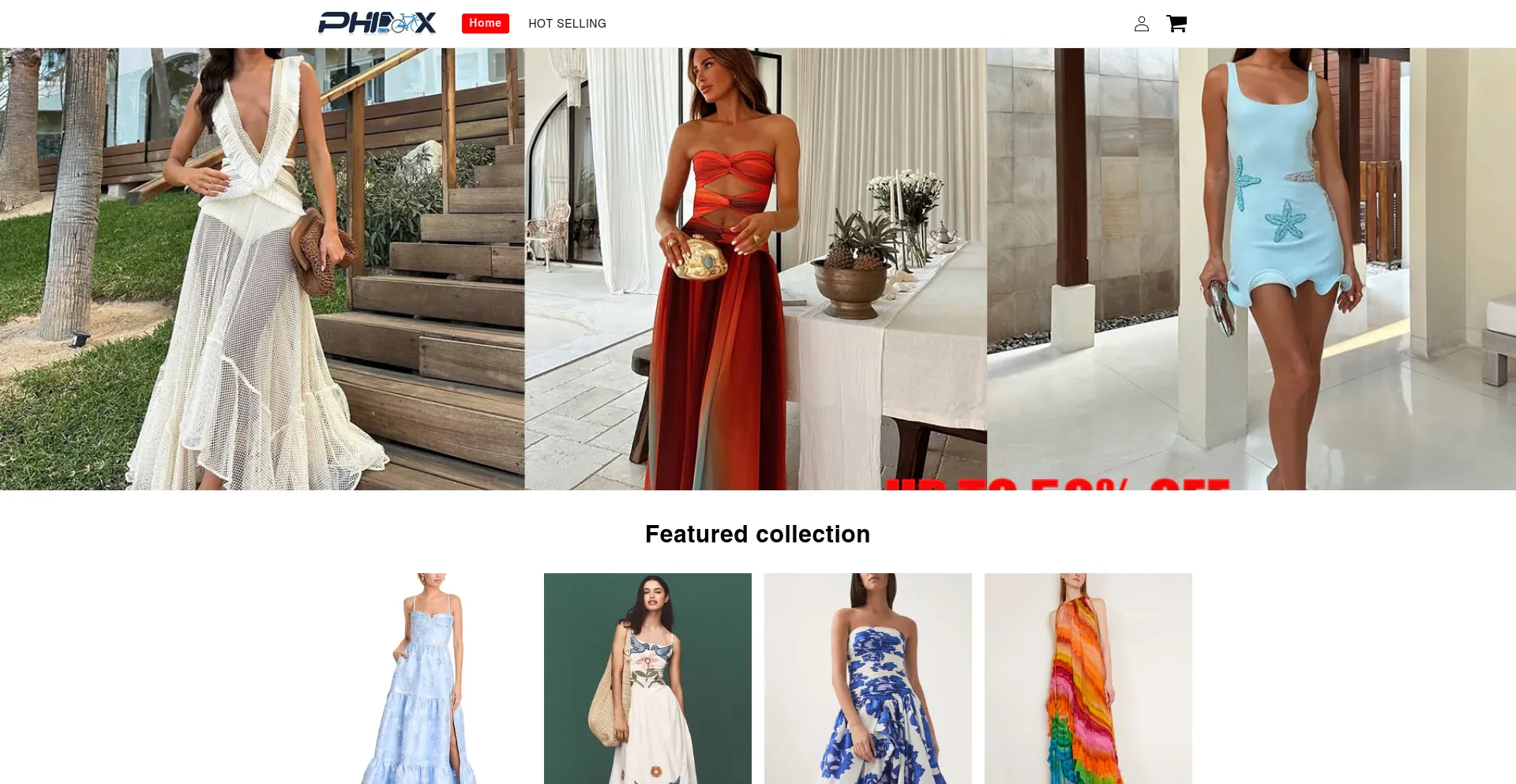 Website screenshot of Phinx.shop