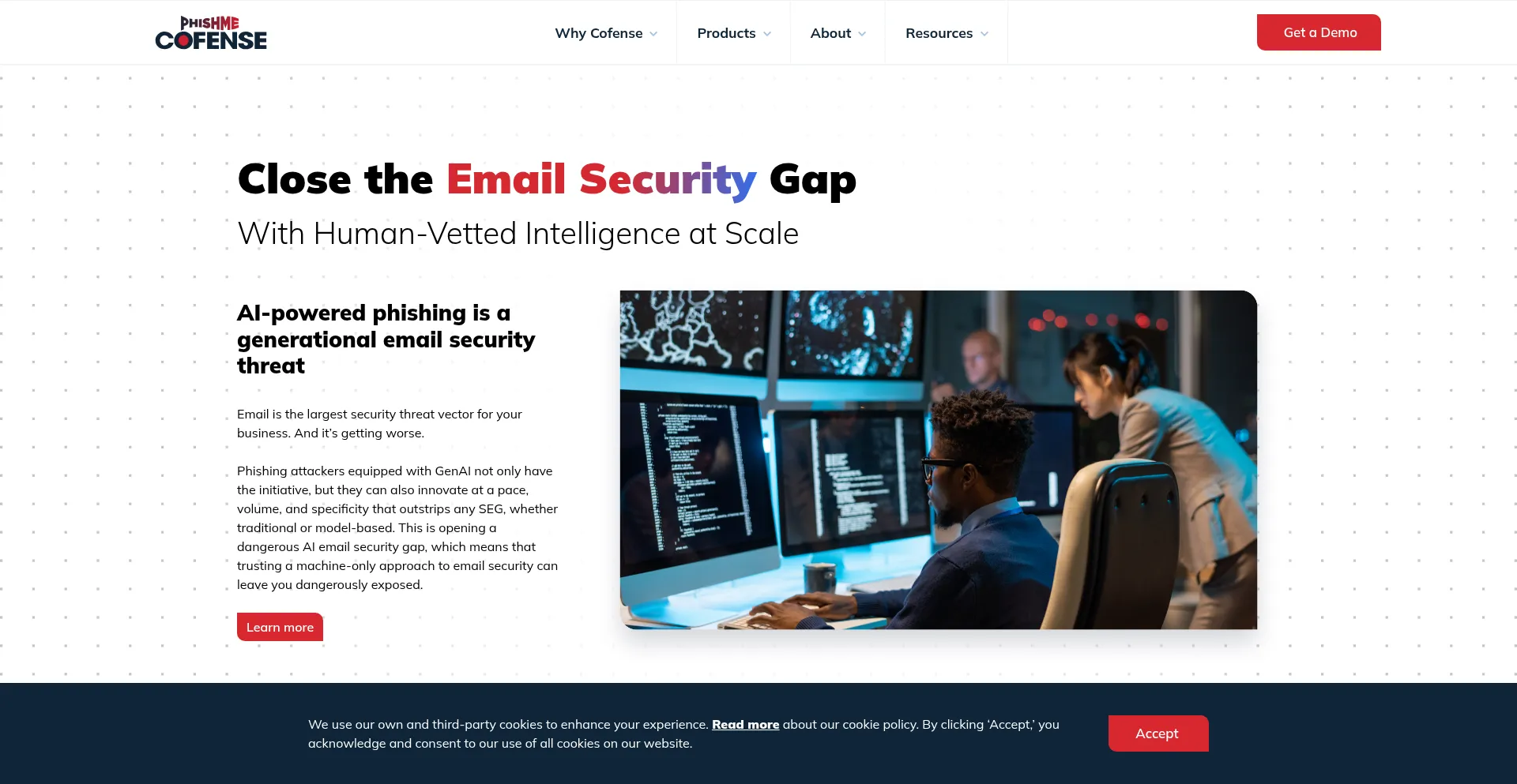 Website screenshot of Phishme.com