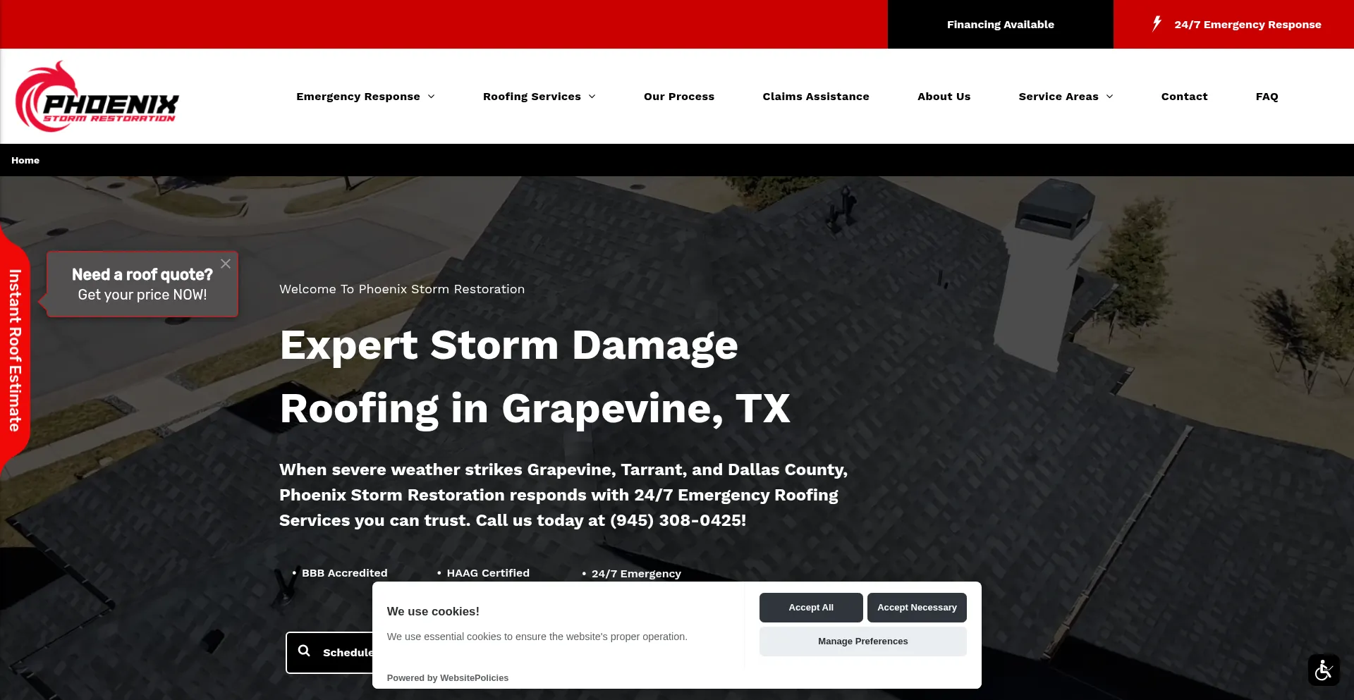 Website screenshot of Phoenixstormgroup.com