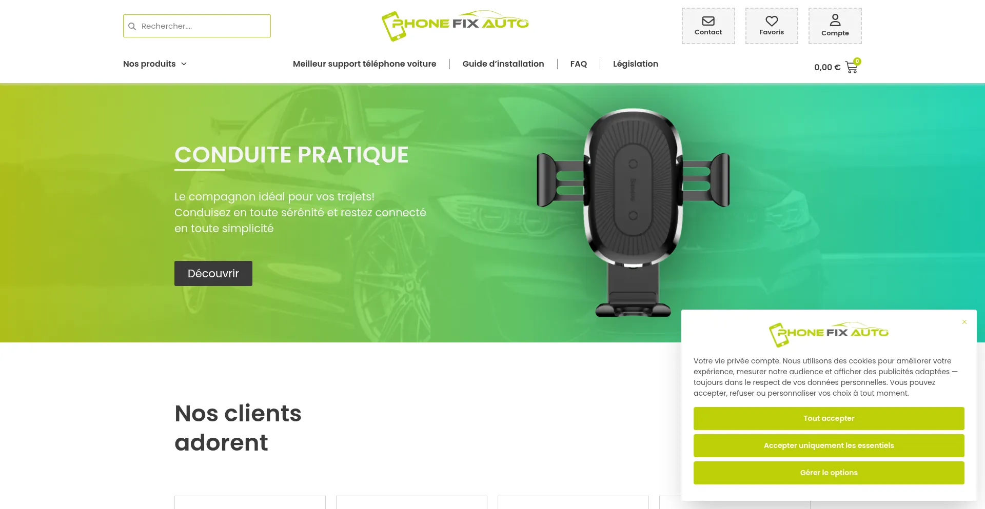 Website screenshot of Phonefixauto.com