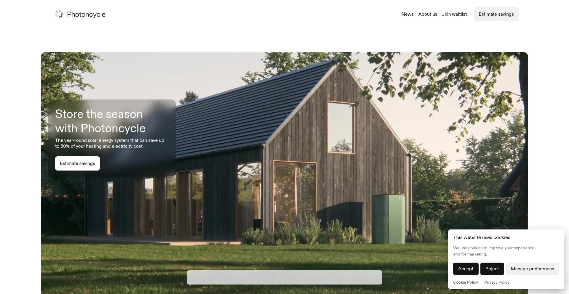 Website screenshot of Photoncycle.com